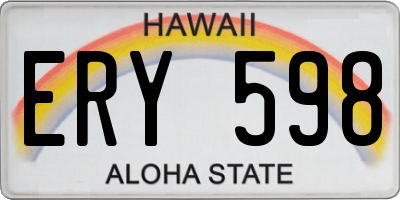 HI license plate ERY598