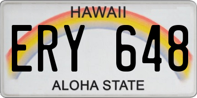 HI license plate ERY648