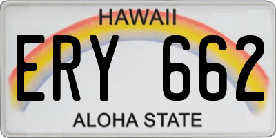 HI license plate ERY662
