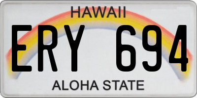 HI license plate ERY694