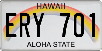 HI license plate ERY701