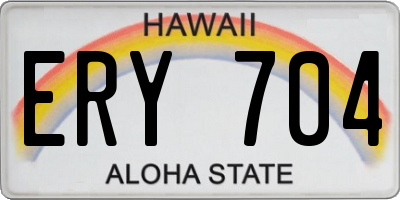 HI license plate ERY704