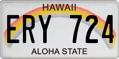 HI license plate ERY724
