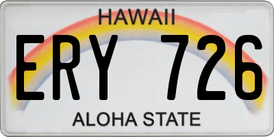 HI license plate ERY726
