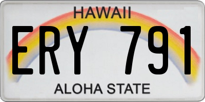 HI license plate ERY791