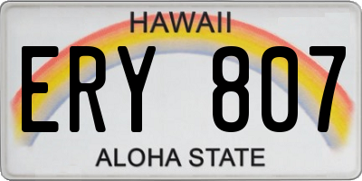 HI license plate ERY807