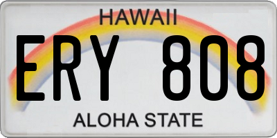 HI license plate ERY808