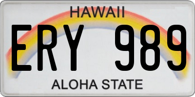 HI license plate ERY989
