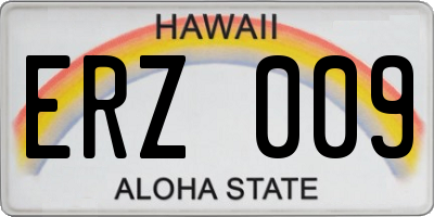 HI license plate ERZ009