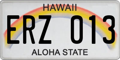 HI license plate ERZ013