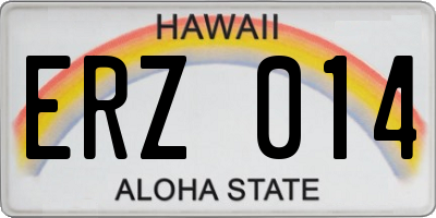 HI license plate ERZ014