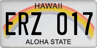 HI license plate ERZ017