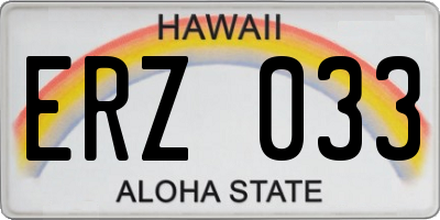 HI license plate ERZ033