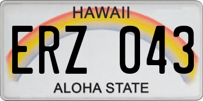 HI license plate ERZ043