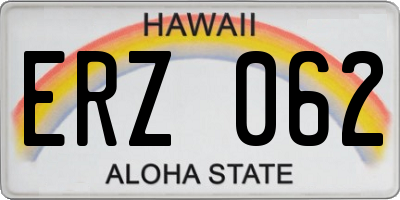 HI license plate ERZ062