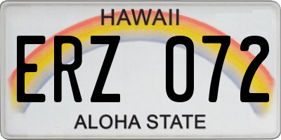 HI license plate ERZ072