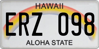 HI license plate ERZ098