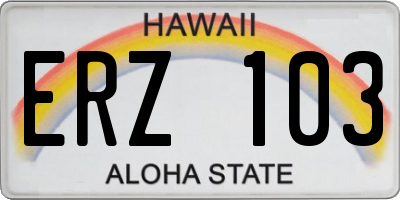 HI license plate ERZ103
