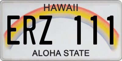 HI license plate ERZ111