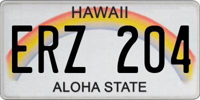 HI license plate ERZ204