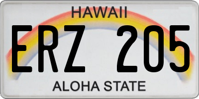 HI license plate ERZ205
