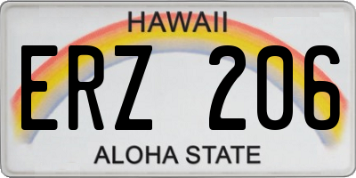HI license plate ERZ206