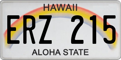HI license plate ERZ215