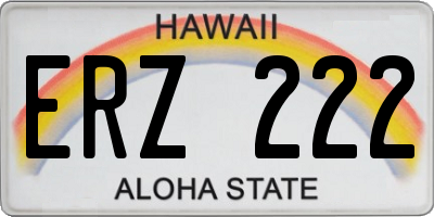 HI license plate ERZ222