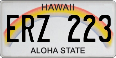 HI license plate ERZ223