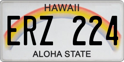 HI license plate ERZ224