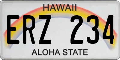HI license plate ERZ234