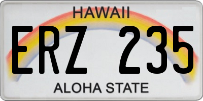 HI license plate ERZ235
