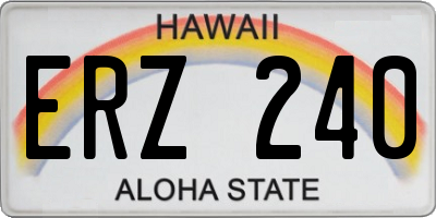 HI license plate ERZ240