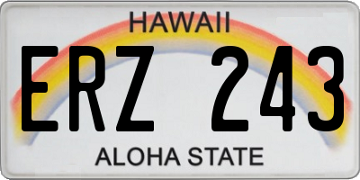 HI license plate ERZ243