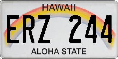 HI license plate ERZ244