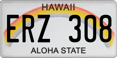 HI license plate ERZ308