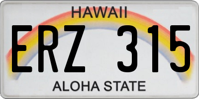 HI license plate ERZ315