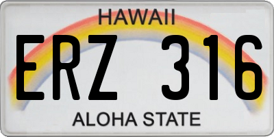 HI license plate ERZ316