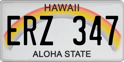 HI license plate ERZ347