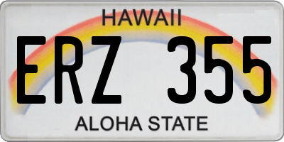 HI license plate ERZ355