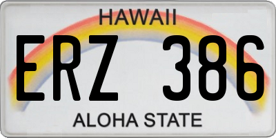 HI license plate ERZ386