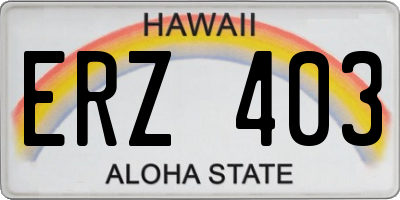 HI license plate ERZ403