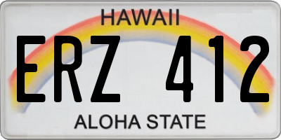 HI license plate ERZ412