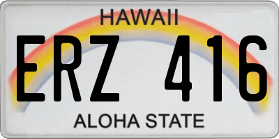 HI license plate ERZ416