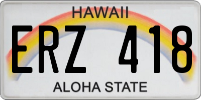 HI license plate ERZ418