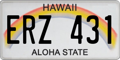 HI license plate ERZ431
