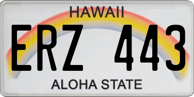 HI license plate ERZ443
