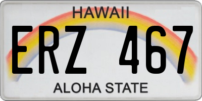 HI license plate ERZ467