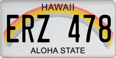 HI license plate ERZ478