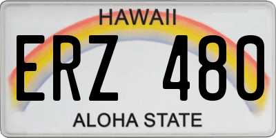 HI license plate ERZ480